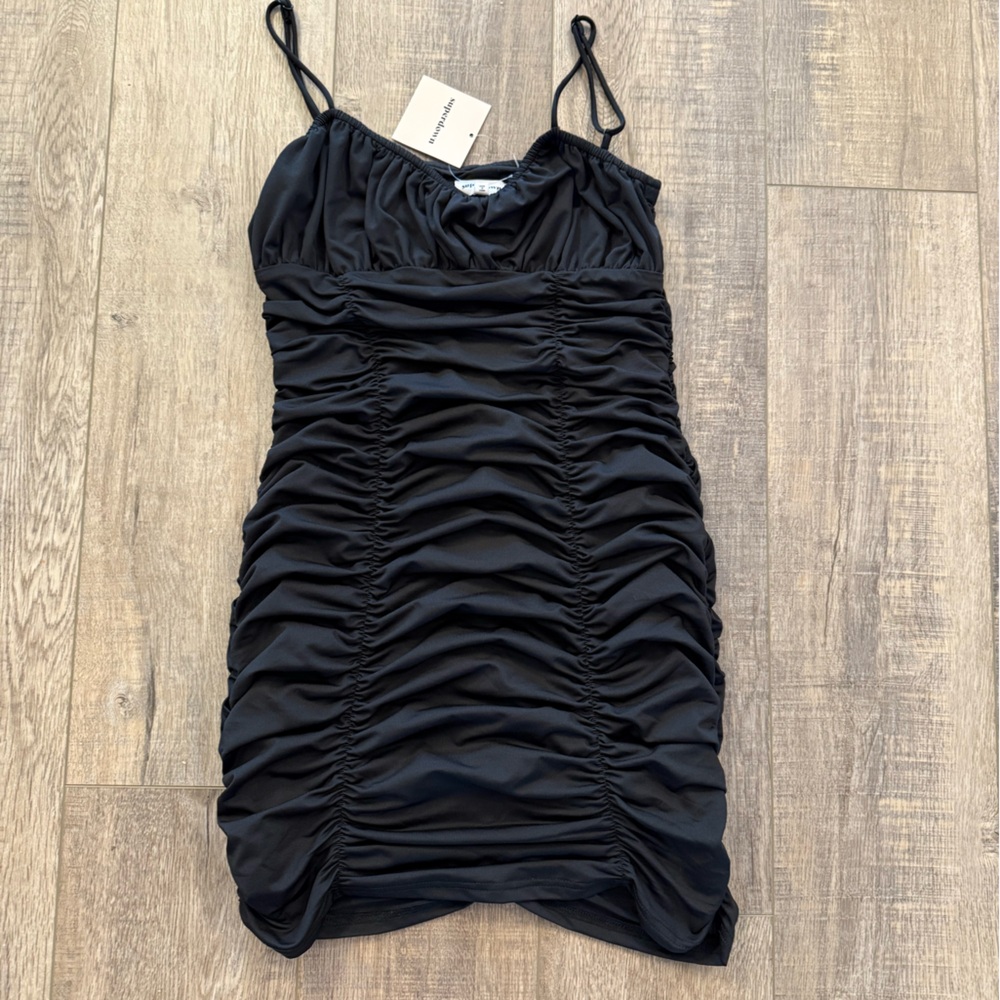 Superdown NWT black ruched mini dress